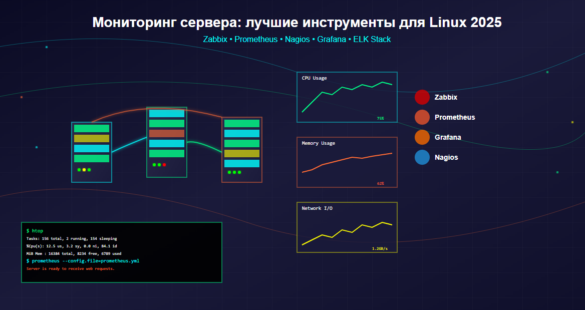 Мониторинг сервера: лучшие инструменты для Linux в 2025 году